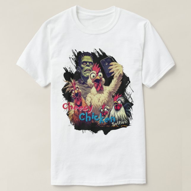 Cheesy Chickens Meet Frankenstein Tee (Design framsida)