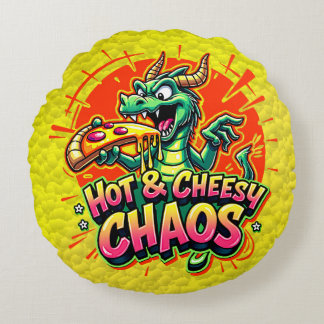 Cheesy Dragon Delight Rund Kudde