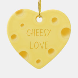 "Cheesy Kärlek" Anpassningsbar Cheese Heart Julgransprydnad Keramik