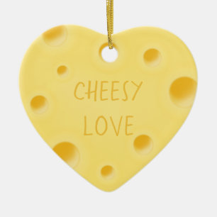 "Cheesy Kärlek" Anpassningsbar Cheese Heart Julgransprydnad Keramik