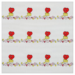 Cheesy Kisses Red Hearts Fabric Tyg