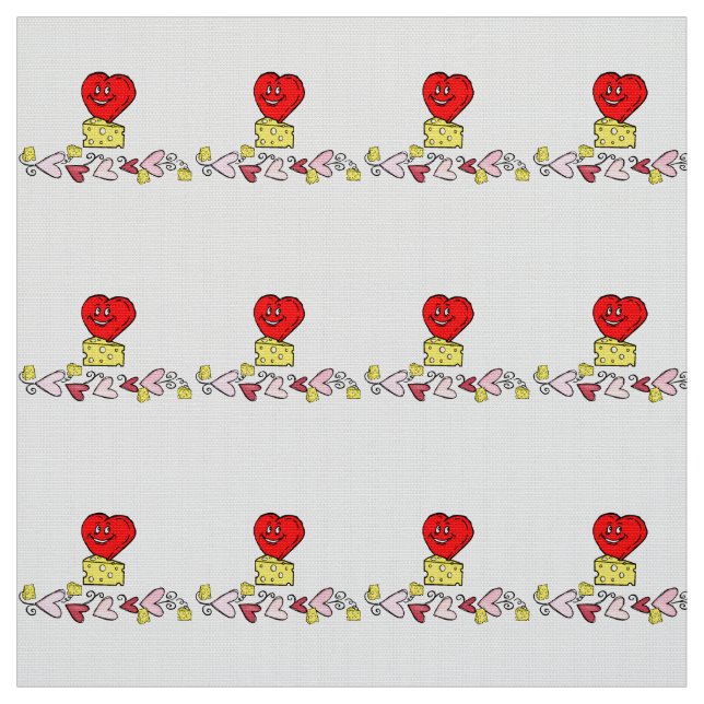 Cheesy Kisses Red Hearts Fabric Tyg (Provkarta)