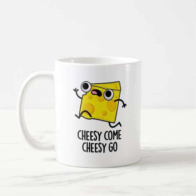Cheesy Kom Cheesy Go Funny Food Pun Kaffemugg (Vänster)