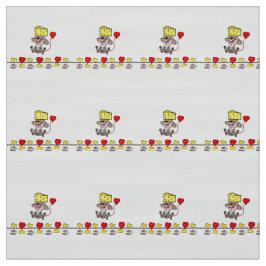 Cheesy Mousey Kisses Red Hearts Fabric Tyg