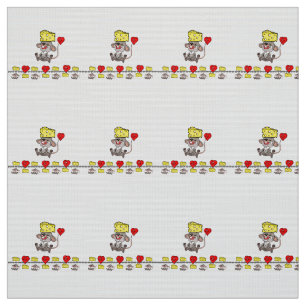 Cheesy Mousey Kisses Red Hearts Fabric Tyg