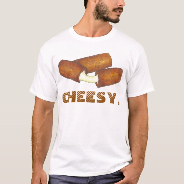 CHEESY Mozzarella Cheese Sticks Junk Food Tee (Framsida)