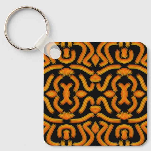 Cheesy Noodle Doodle Art Mirrored Image Pattern Nyckelring (Framsida)