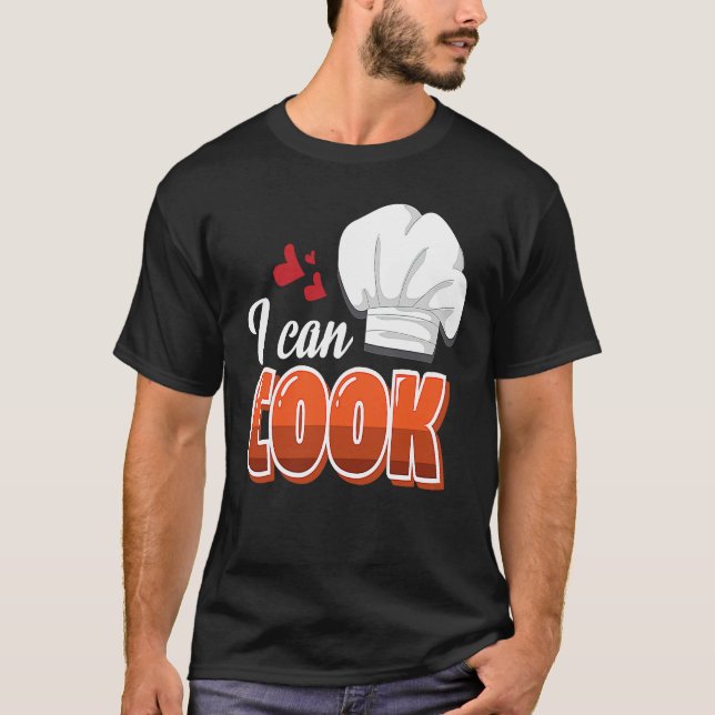 Cheesy Pickup Line Hook Up I Can Cook T Shirt (Framsida)