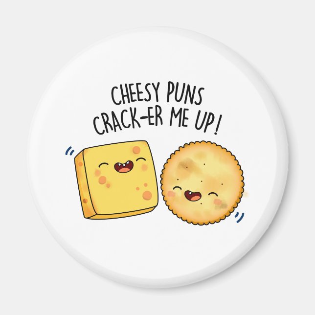 Cheesy Puns Crack-er Me Up-finne Cheese Pun Magnet (Framsidan)