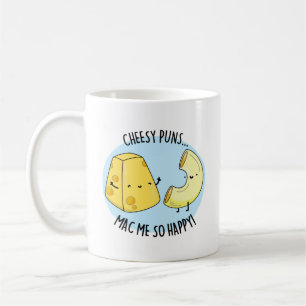 Cheesy Puns Mac Me So Lycklig Funny Food Pun Kaffemugg