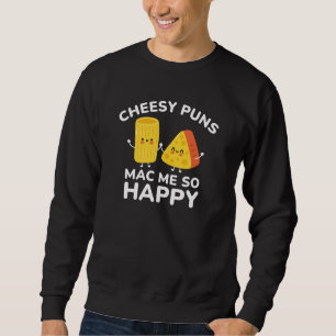 Cheesy Puns Mac Me So Lycklig Lång Ärmad Tröja