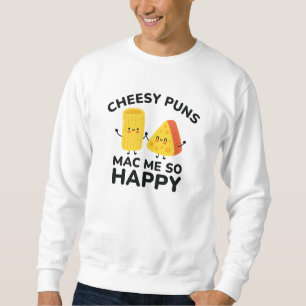 Cheesy Puns Mac Me So Lycklig Lång Ärmad Tröja