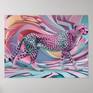 Cheetah Abstrakt Tapet i Pastel Färg Poster