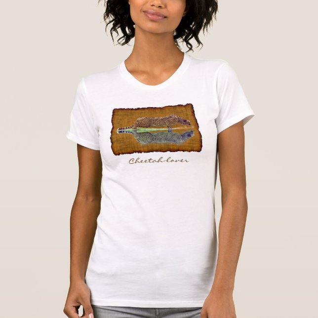 Cheetah African Big Cat Wildlife-älskare Art Shirt Tee (Framsida)