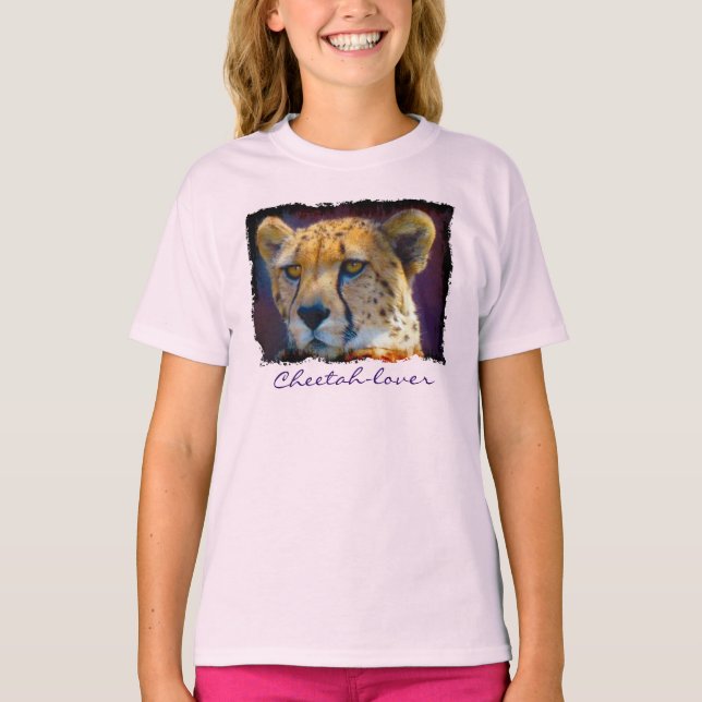 Cheetah African Big Cat Wildlife-älskare Art T-Shi Tee (Framsida)