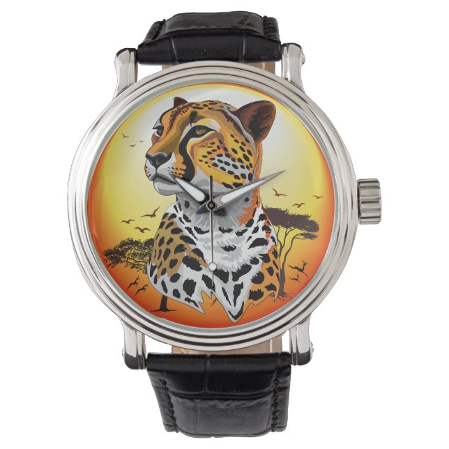 Cheetah African Kattdjur Vild Animal Armbandsur (Framsida)