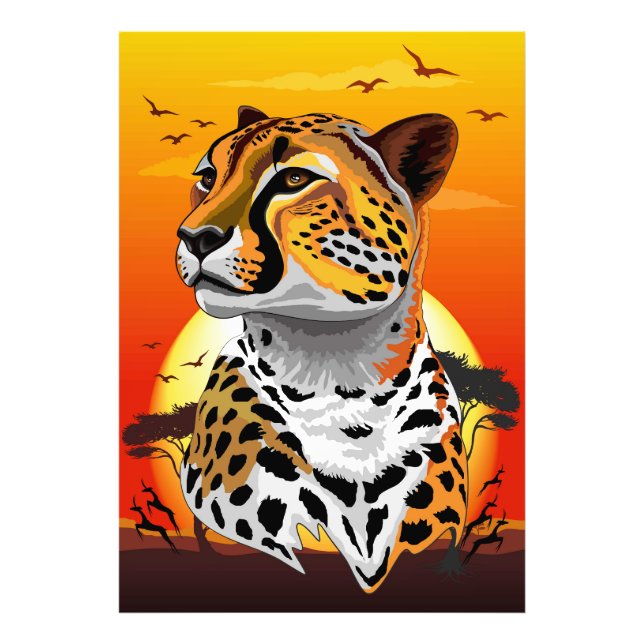 Cheetah African Kattdjur Vild Animal Fototryck (Framsidan)