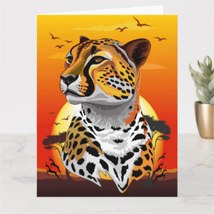 Cheetah African Kattdjur Vild Animal Kort