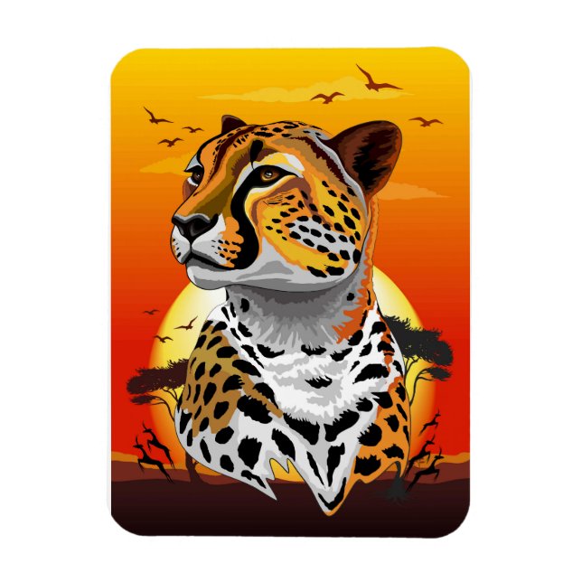 Cheetah African Kattdjur Vild Animal Magnet (Vertikal)