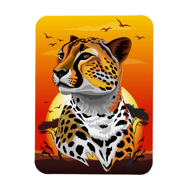Cheetah African Kattdjur Vild Animal Magnet (Vertikal)