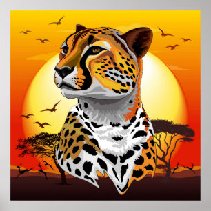 Cheetah African Kattdjur Vild Animal Poster