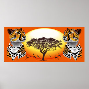 Cheetah African Kattdjur Vild Animal Poster