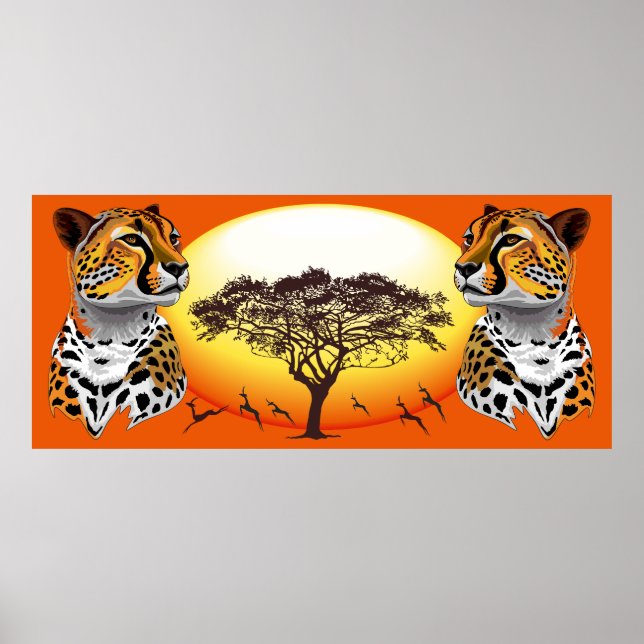 Cheetah African Kattdjur Vild Animal Poster (Framsidan)