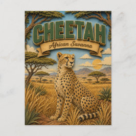 Cheetah African Savanna POPCUT Vykort