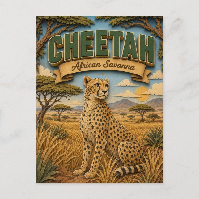 Cheetah African Savanna POPCUT Vykort (Framsida)