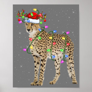Cheetah Älskare Julafton Lighting Santa Cheetah Ch Poster