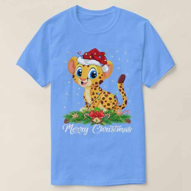Cheetah Animal Lover Matching Santa Hat Cheetah Ch T Shirt (Design framsida)