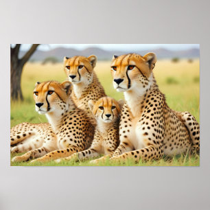 Cheetah Animal Nature Wildlife Affection Caring Poster