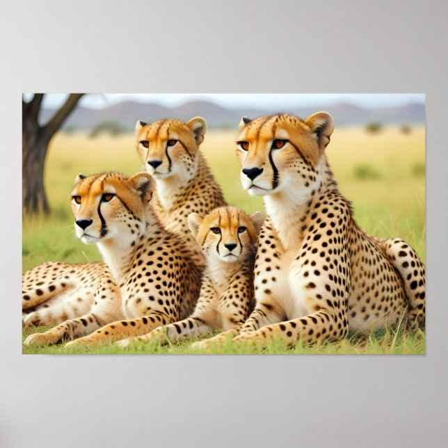 Cheetah Animal Nature Wildlife Affection Caring Poster (Framsidan)