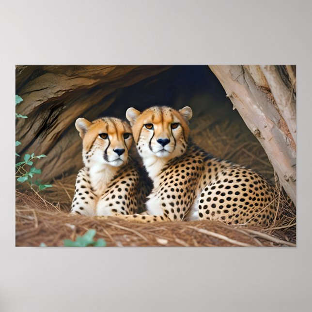 Cheetah Animal Nature Wildlife Affection Caring Poster (Framsidan)