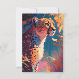 Cheetah Animal Porträtt Painting Wildlife utomhus Tack Kort