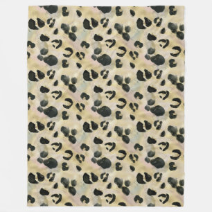 Cheetah Animal Print Black, Guld Fleecefilt