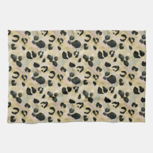 Cheetah Animal Print Black, Guld Kökshandduk
