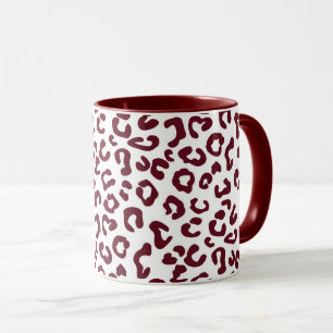 Cheetah Animal Print i Maroon and White Mugg