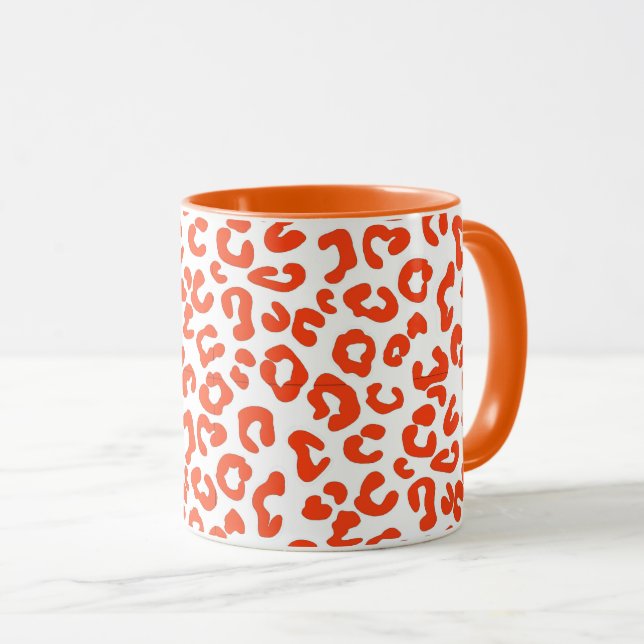 Cheetah Animal Print i Orange och White Mugg (Framsida höger)