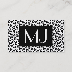 Cheetah Animal Print in Black and White Business C Visitkort