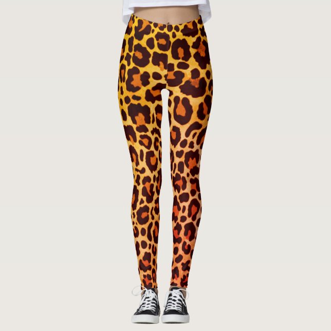 Cheetah Animal Print Leopard Safari Trendig Leggin Leggings (Framsida)