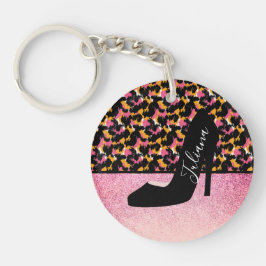 Cheetah Animal Print Rosa Pearl Heel Keychain