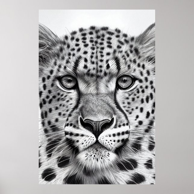 Cheetah Animal Vild Nature Illustration Line Epic Poster (Framsidan)