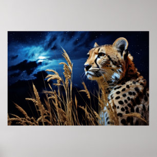 Cheetah Animal Wildlife Wilderness Colorful Art Poster