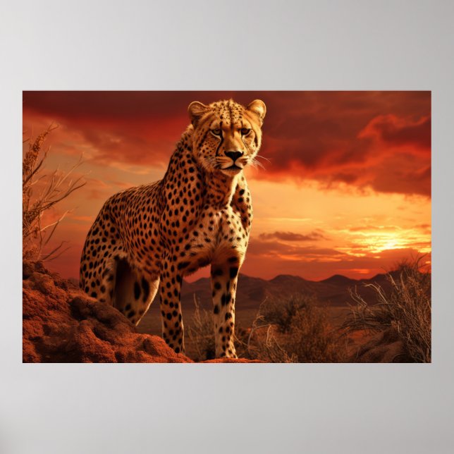 Cheetah Animal Wildlife Wilderness Colorful Art Poster (Framsidan)