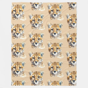 Cheetah Ansikte Fleecefilt
