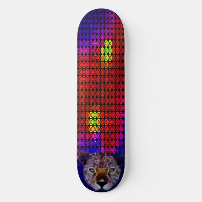 Cheetah Ansikte Mosaic Skateboard Deck (Framsida)
