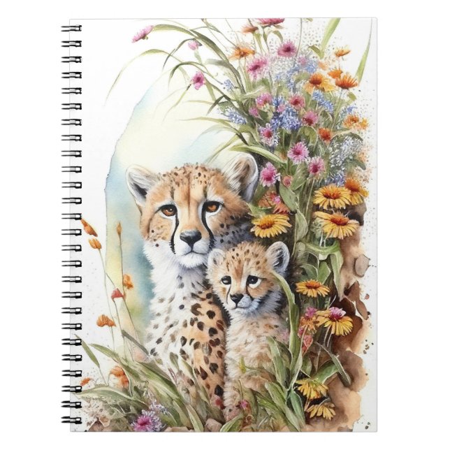 Cheetah Baby och Mamma School Office Notebook Gift Anteckningsbok (Framsidan)