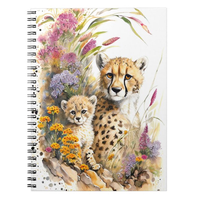 Cheetah Baby och Mamma School Office Notebook Gift Anteckningsbok (Framsidan)