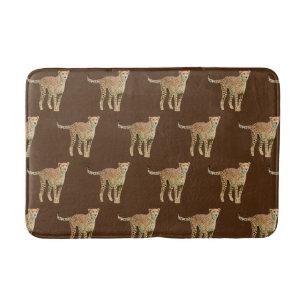 Cheetah Bath Mat på Brown Background Badrumsmatta